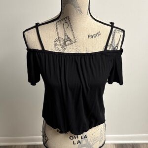 Y2k Nanette Lepore Black Cold Shoulder Crop Top